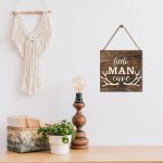 Jetec Little Man Cave Wood Sign Decor Home Vintage Little Man Cave Antlers Wood Pallet 7 x 7 Inch Rustic Brown Wall Hanging Sign Farmhouse Wall Decor for Baby Home Bedroom Living Room - Image 2